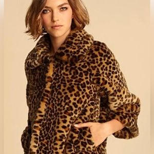 kate spade Leopard Print Faux Fur Coat - Brown & Black